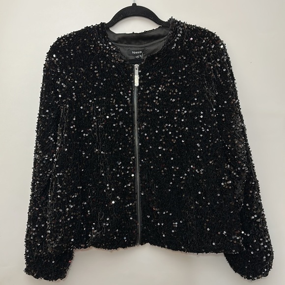 Torrid 1 SEQUIN CROP JACKET - Picture 7 of 14
